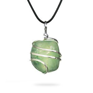 Prehnite Healing Stone Pendant Necklace for Protection and Peace